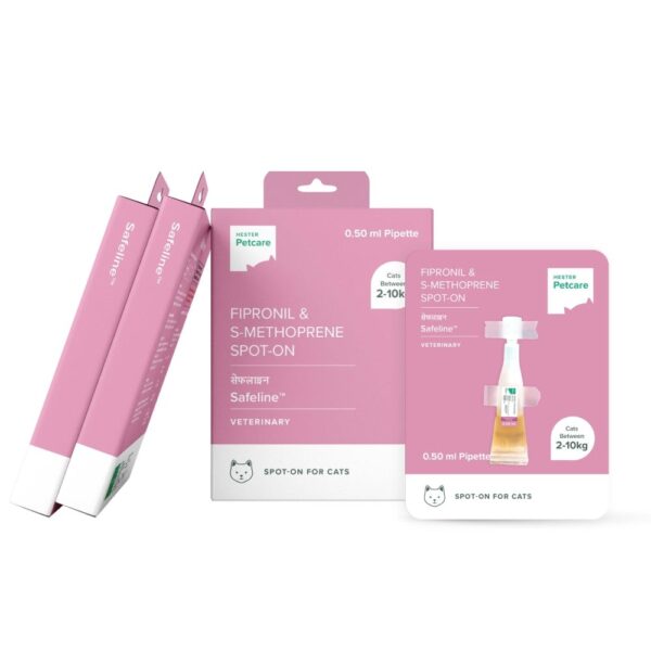 Hester Safeline Tick & Flea Spot On (Fipronil & S Methoprene) for Cats Between 2 to 10 Kg