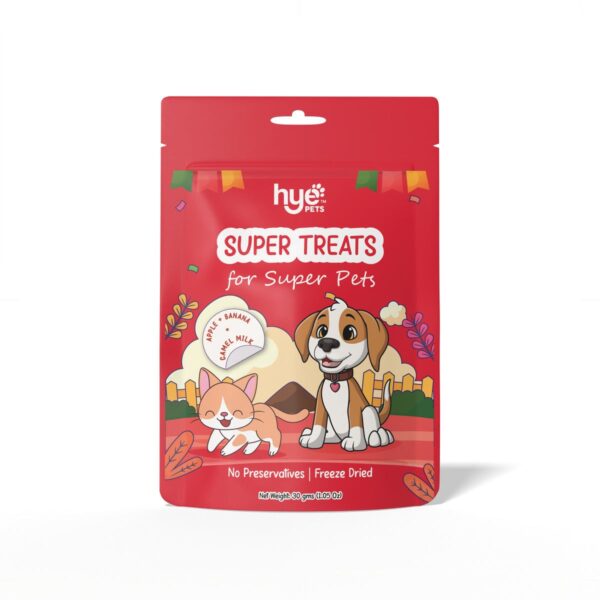 HYE Pets Freeze Dried Treats with Camel Milk, Apple and Banana for Dogs and Cats