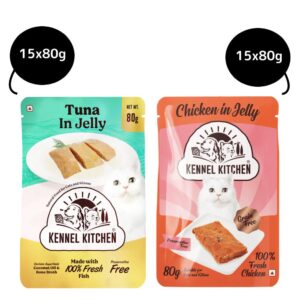 Kennel Kitchen Tuna in Jelly and Chicken in Jelly Kitten & Adult Cat Wet Food (All Life Stage) Combo