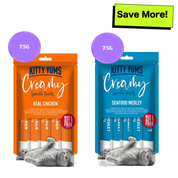 Kitty Yums Real Chicken and Seafood Medley Creamy Cat Treats Combo