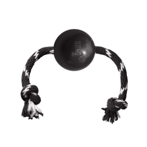 Kong Extreme Ball with Rope Toy for Dogs (Black)