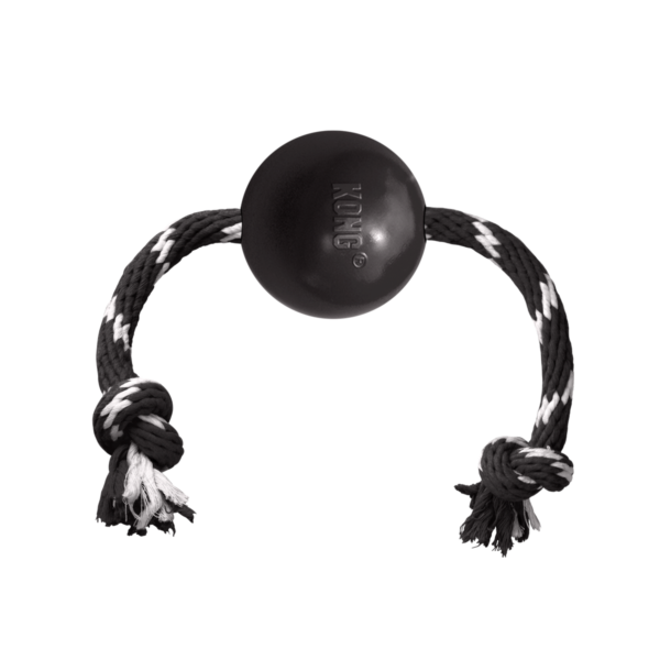 Kong Extreme Ball with Rope Toy for Dogs (Black)