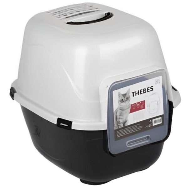 M Pets THEBES Litter Box for Cats (Black/White)