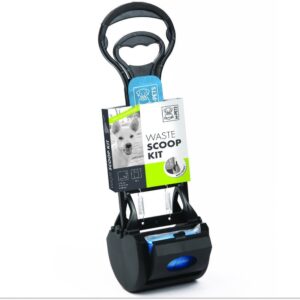 M Pets Waste Scoop Kit and Waste Bags with Handles for Dogs (Black/Blue)
