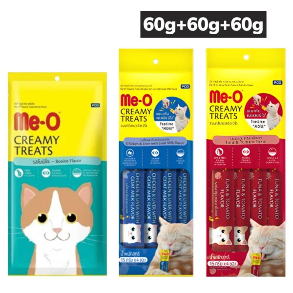 Me O Bonito, Chicken, Liver, Goat, Milk, Tuna, Tomato Combo Creamy Treats Cat