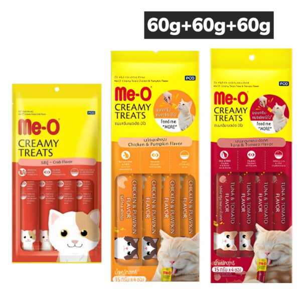 Me O Crab Creamy, Chicken and Pumpkin and Tuna and Tomato Creamy Treat Combo Cat