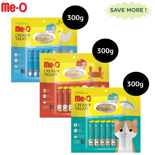 Me O Creamy Chicken & Liver, Crab, Bonito Cat Treat Combo