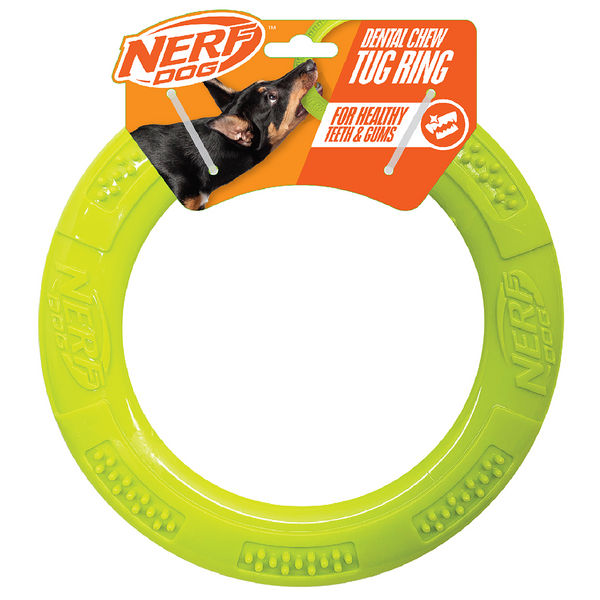 Nerf Dog Dental Tug Ring Toy for Dogs (Green)