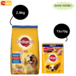 Pedigree Chicken and Vegetables Dry and Chicken and Liver Chunks in Gravy Wet Adult Dog Food Combo image 2