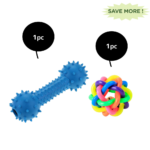 Pet Vogue Bone Shaped Rubber Chew Toy and Bouncy Rubber Ball Toys Combo for Dogs image 1