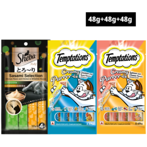 Sheba Chicken Melty, Tuna and Prawn Melty and Salmon and Cheese Creamy Combo Cat