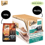Sheba Fish with Dry Bonito Flake Premium Cat Wet Food and Chicken Flavour Irresistible All Life Stage Cat Dry Food Combo image 2