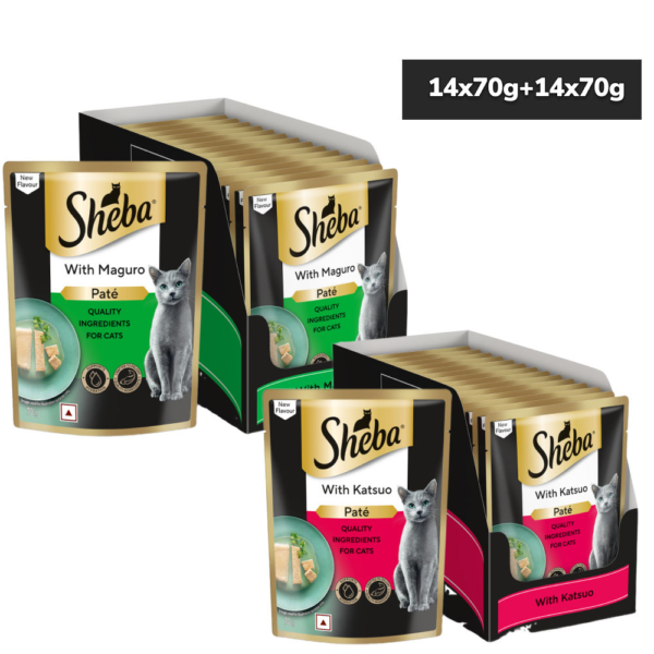 Sheba Maguro, Katsuo Rich Premium Adult Wet Food Combo for Cats