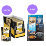 Sheba Tuna Pumpkin & Carrot In Gravy Rich Premium Adult Fine Cat Wet Food and Salmon Flavour Irresistible All Life Stages Cat Dry Food Combo image 1
