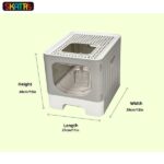 Skatrs Foldable Covered Cat Litter Box with Anti-Spill Tray Easy Cleaning Spacious Design Top and Side Openings Litter Tray for Cats and Kittens image 3