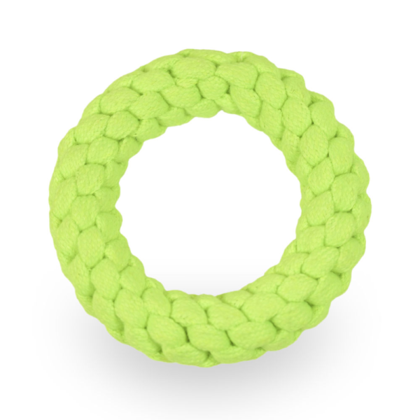 Skatrs Hand Made Ring Shaped Rope Chew Toy for Cats and Dogs (Neon Green)