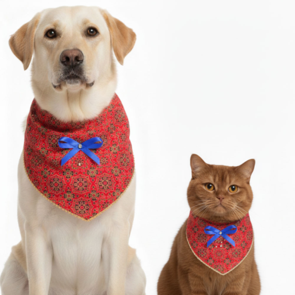 Skatrs Mandala Bandana for Cats and Dogs (Red)