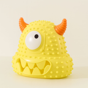 Talking Dog Club Monster Head Tough Rubber Chew Toy for Dogs (Yellow)