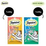 Temptations Creamy Purrrr ee Salmon & Cheese and Creamy Purrrr ee Maguro & Scallop Cat Treats Combo image 1