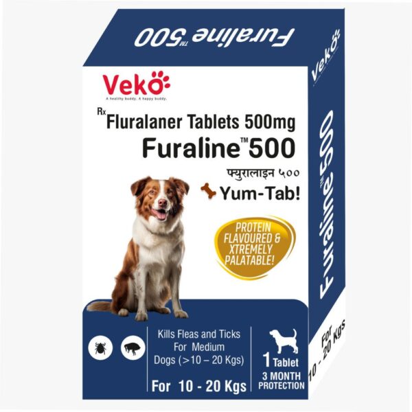 Veko Furaline Fluralaner 500mg Chewable Tick & Flea Tablets for Medium Dogs (10 to 20kg)