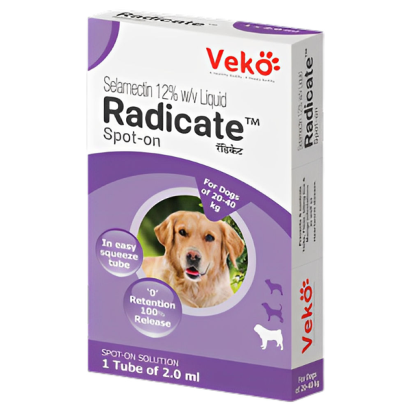 Veko Radicate (Selamectin) Tick and Flea Control 20 to 40kg Spot On for Dogs