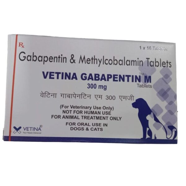 Vetina Gabapentin M 300mg Tablets ((Gabapentin & Methylcobalamin) for Dogs and Cats