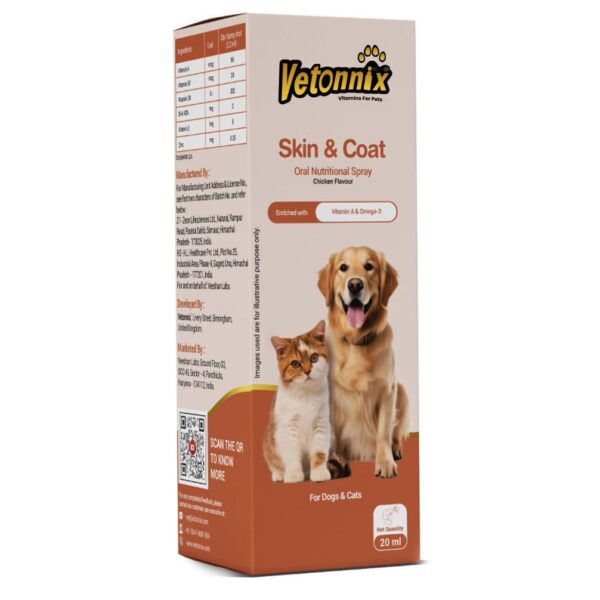Vetonnix Skin & Coat Oral Spray Supplement for Dogs & Cats