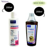 Virbac Episoothe Oatmeal Shampoo (200ml) and Vitabest Derm Omega 3 + 6 Syrup (250ml) Combo image 1