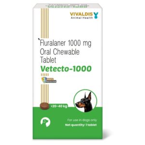 Vivaldis Vetecto 1000 (Fluralaner) chewable Tick & Flea tablet for Dogs (20 to 40 kg)