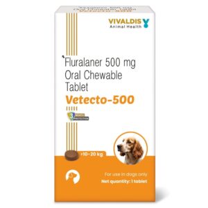 Vivaldis Vetecto 500 (Fluralaner) chewable Tick & Flea tablet for Dogs (10 to 20 kg)