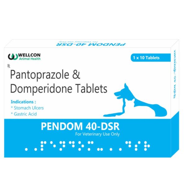 Wellcon Pendom 40mg DSR Tablet (Pantoprazole & Domperidone) for Dogs and Cats