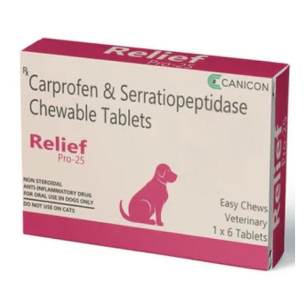 Wellcon Relief Pro 25mg Tablet (Carprofen & Serratiopeptidase) for Dogs