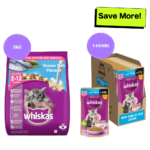 Whiskas Ocean Fish and Tuna in Jelly Kitten Dry and Wet Food Combo image 1