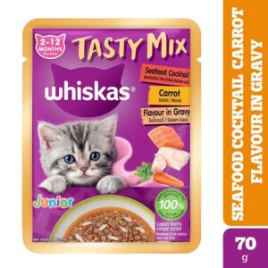 Whiskas Tasty Mix Seafood Cocktail Carrot Gravy Kitten Cat Wet Food