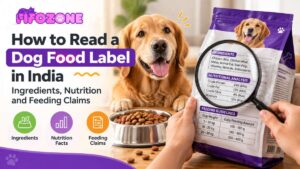 How to read a dog food label in India with Fifozone, covering ingredients, nutrition facts and feeding claims