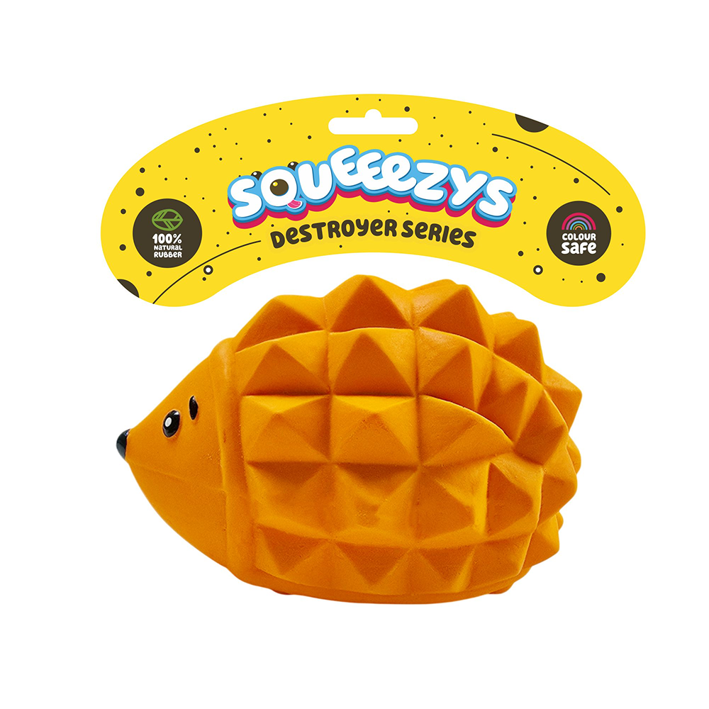 Squeeezys Latex Hedgehog Squeaky Chew Toy for Dogs (Orange) image 1