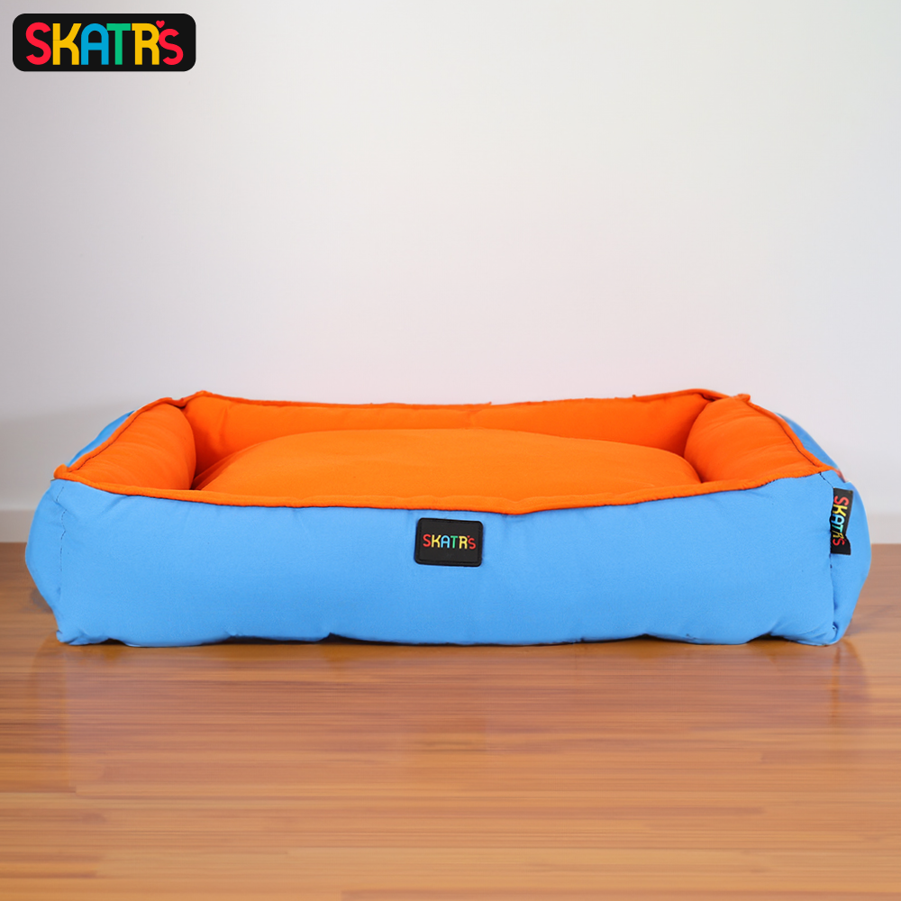 Skatrs Square Shaped Bed for Dogs & Cats (Orange & Blue) image 9