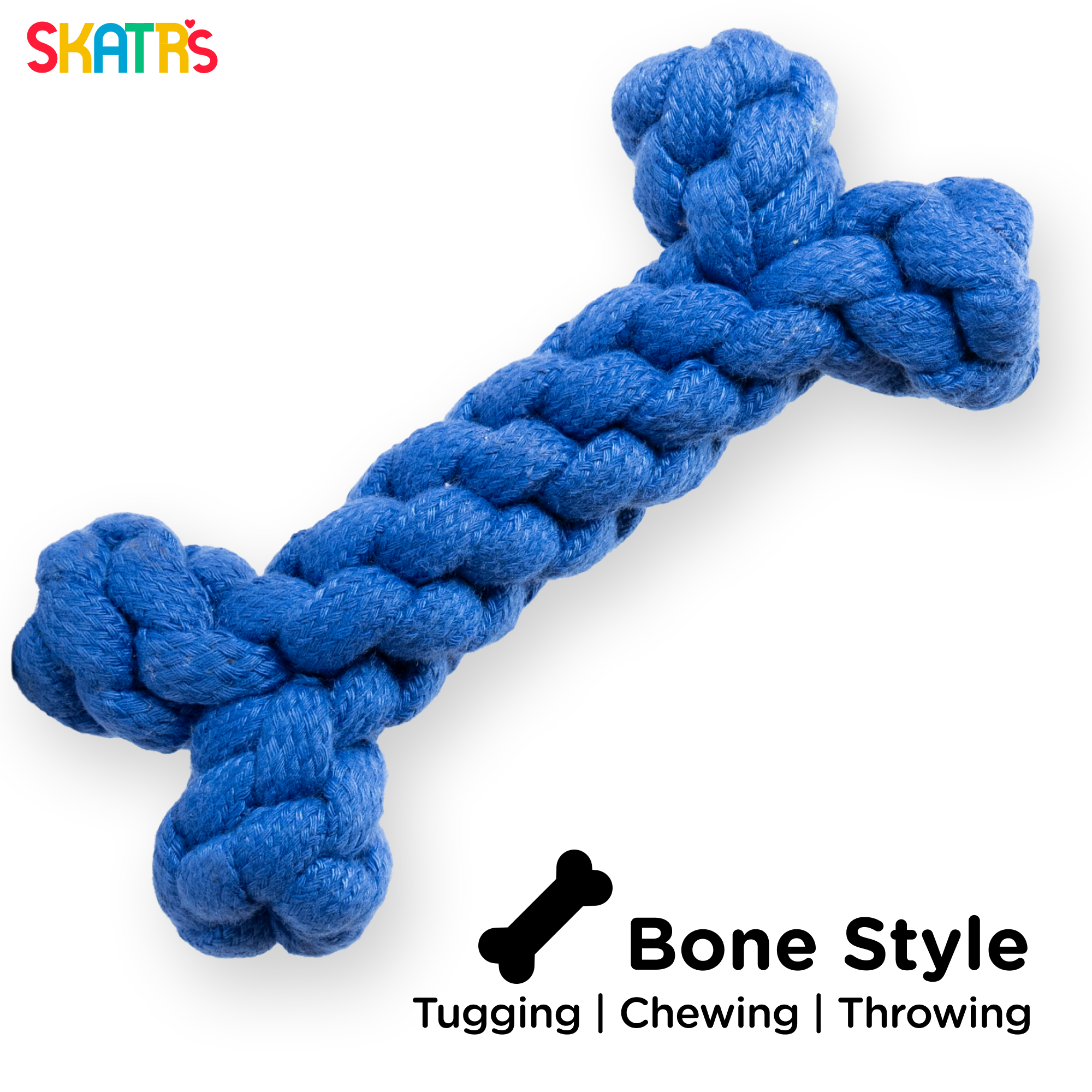 Skatrs Bone Shaped Rope Chew Toy for Dogs and Cats (Royal Blue) image 3