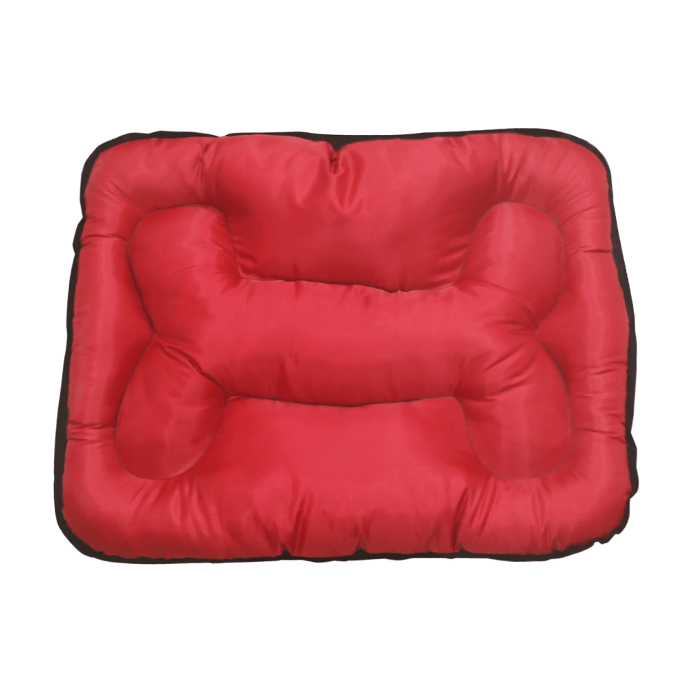 Hiputee Rectangular Shape Waterproof Polyester Fabric Bone Shaped Cushion Bed for Dogs and Cats (Red) image 2