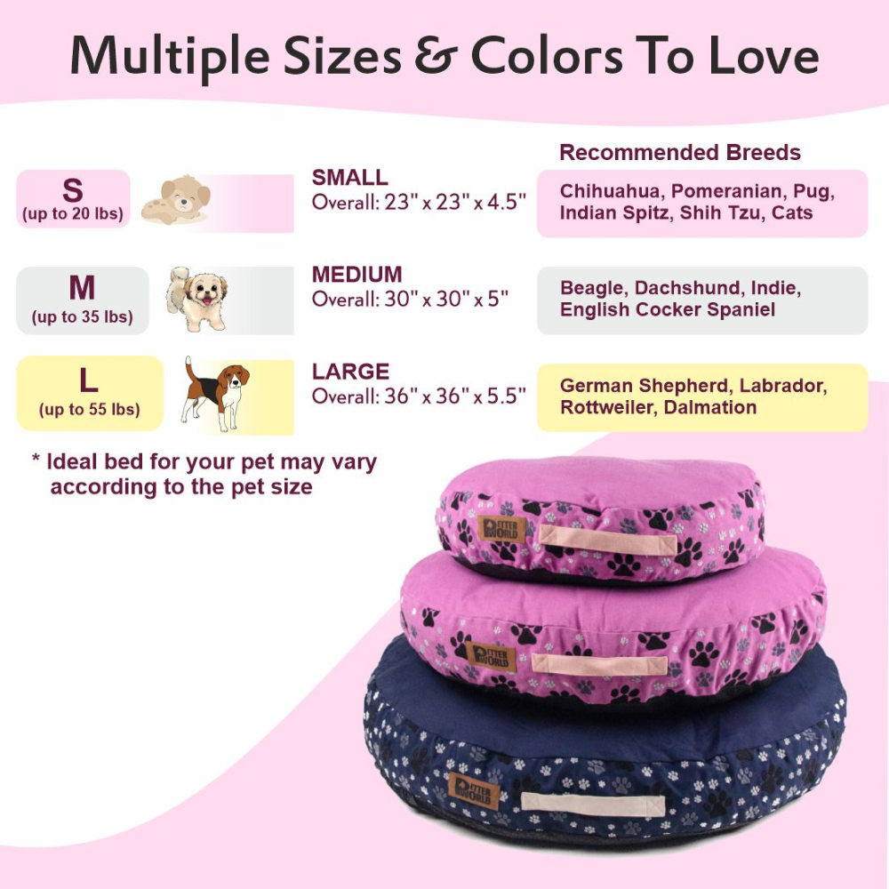 Petter World Indoor Artisanal Round Cushioned Bed with Washable Cover for Dogs and Cats (Crocus) image 6
