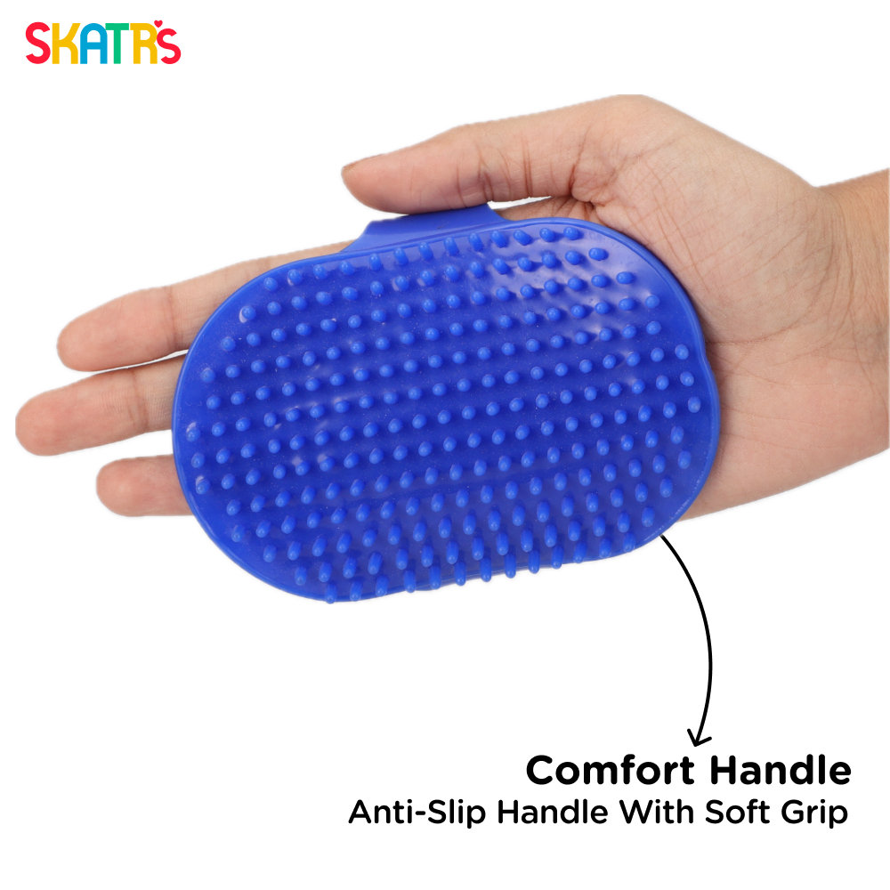 Skatrs Rubber Bristles Massage Hand Brush Comb for Dogs & Cats (Blue) image 6