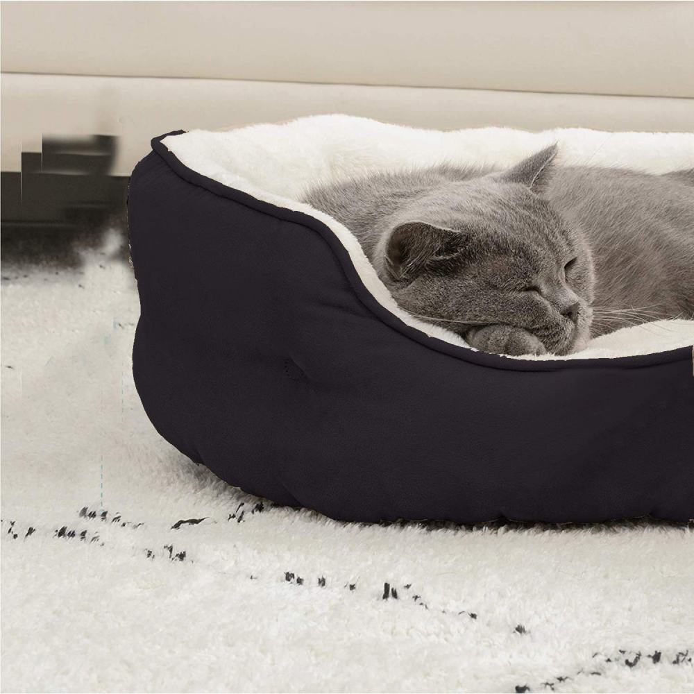 Fluffy's Pawsome Round Washable Bed for Dogs and Cats (Black) image 6