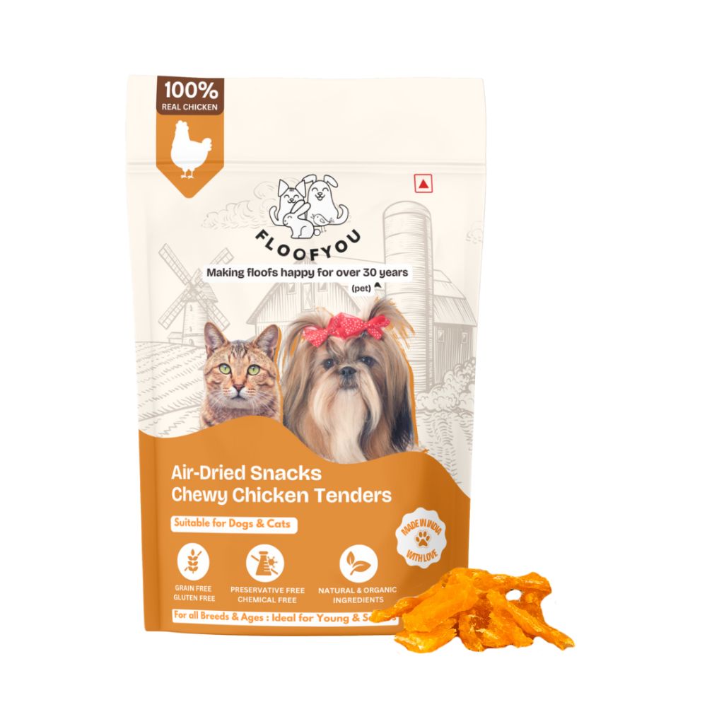 FloofYou Air Dried Chewy Chicken Tender Dogs & Cats Treat
