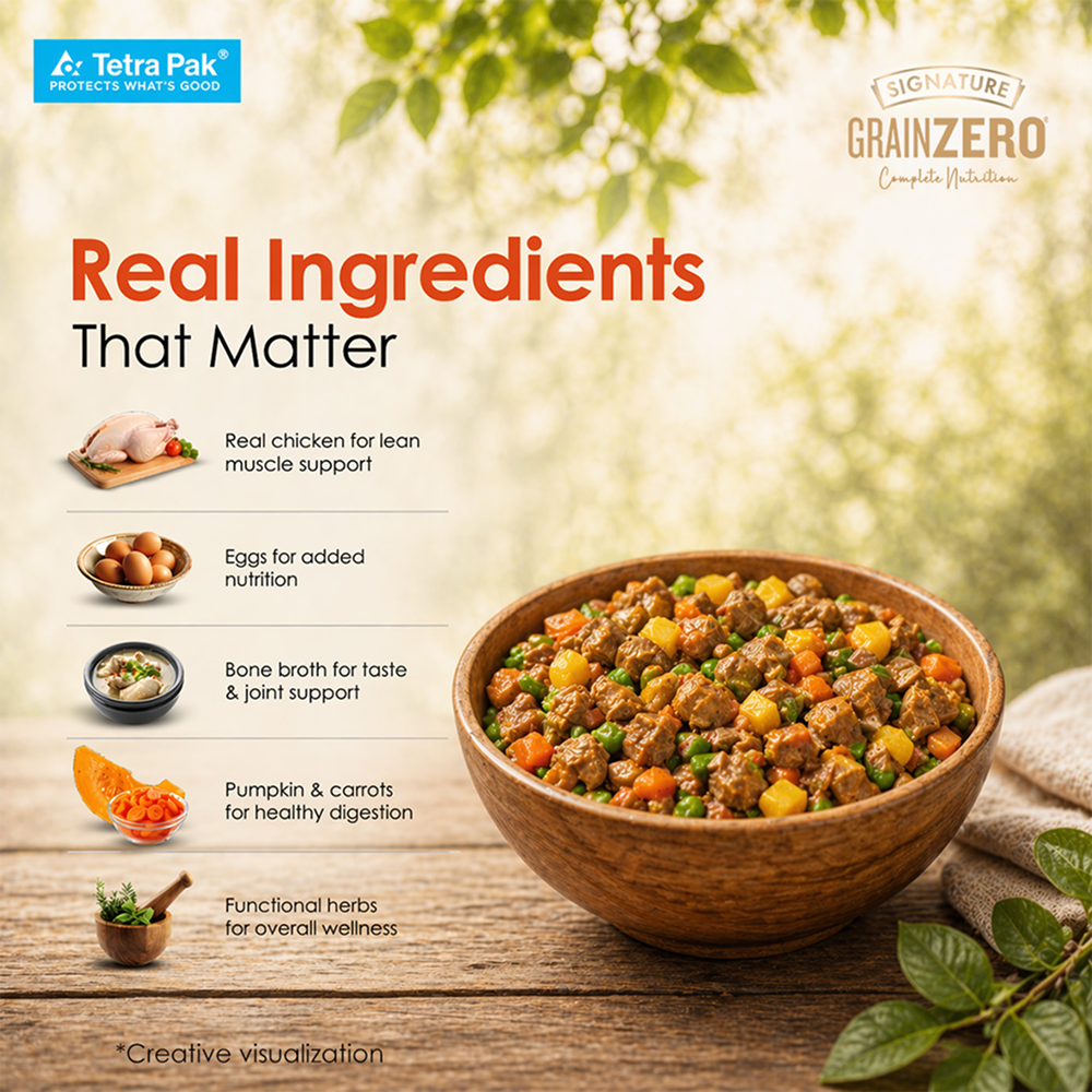 Signature Grain Zero Tetra Pack Real Chicken Egg & Pumpkin Dog Fresh Food image 5