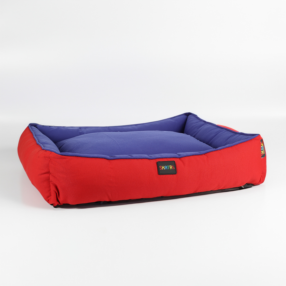 Skatrs Square Shaped Bed for Dogs & Cats (Red & Blue) image 5
