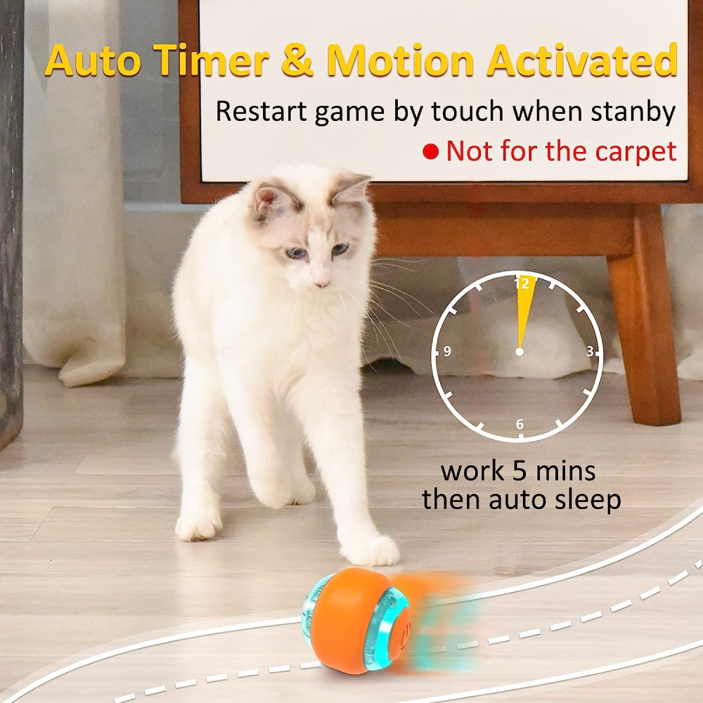 Goofy Tails Smart Interactive Ball Toy for Cats (Orange) image 4