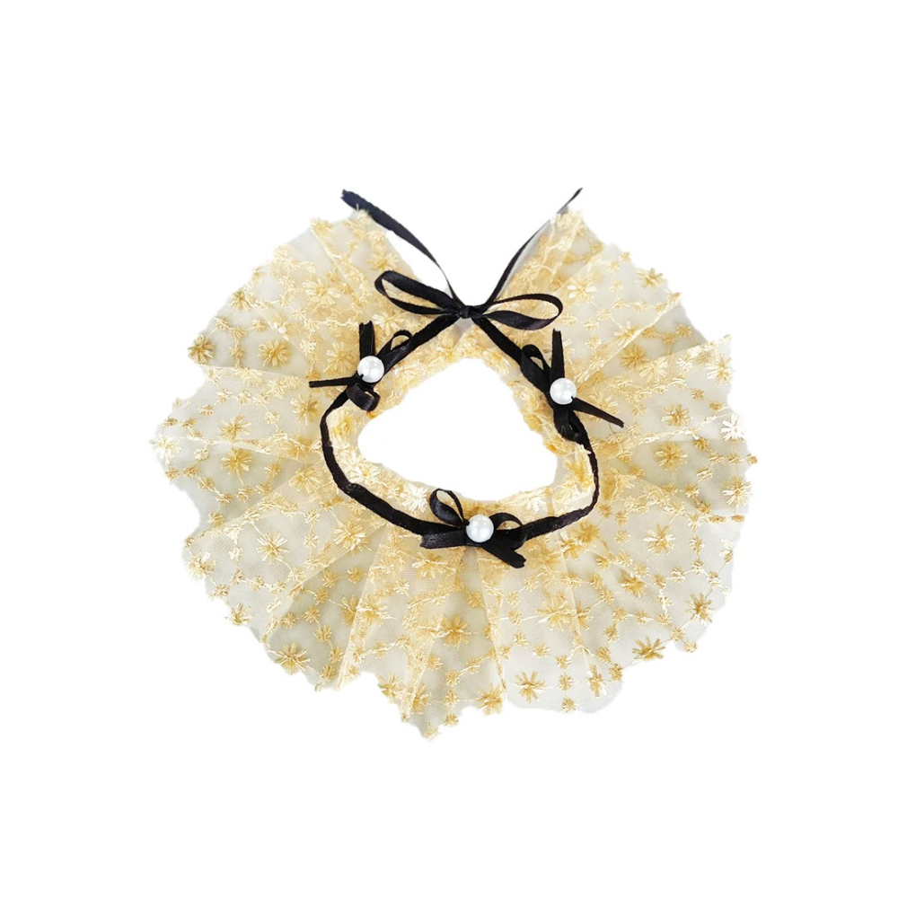 Dogobow Net Ribbon Neck Tutu for Dogs and Cats (Cream) (Get a Bow Free) image 4