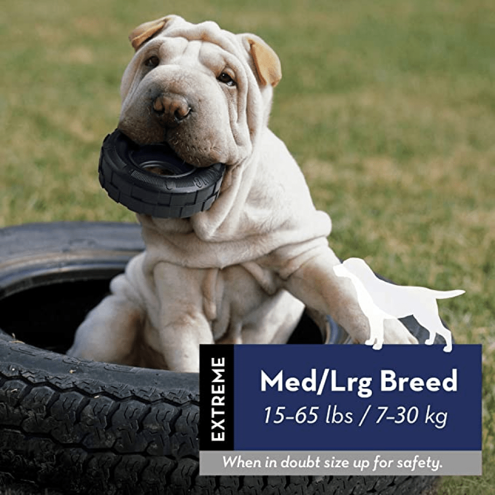 Kong Tire Toy for Dogs (Black) | For Aggressive Chewers image 3