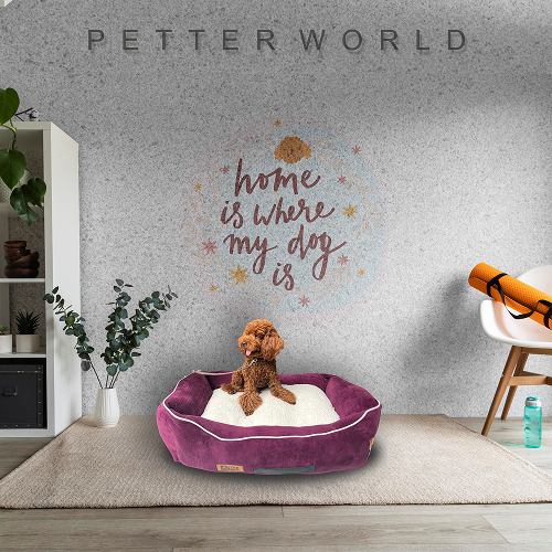 Petter World Ultra Luxury Micro Lounger Bed With Removable Sherpa for Dogs (Mulled Wine) image 2