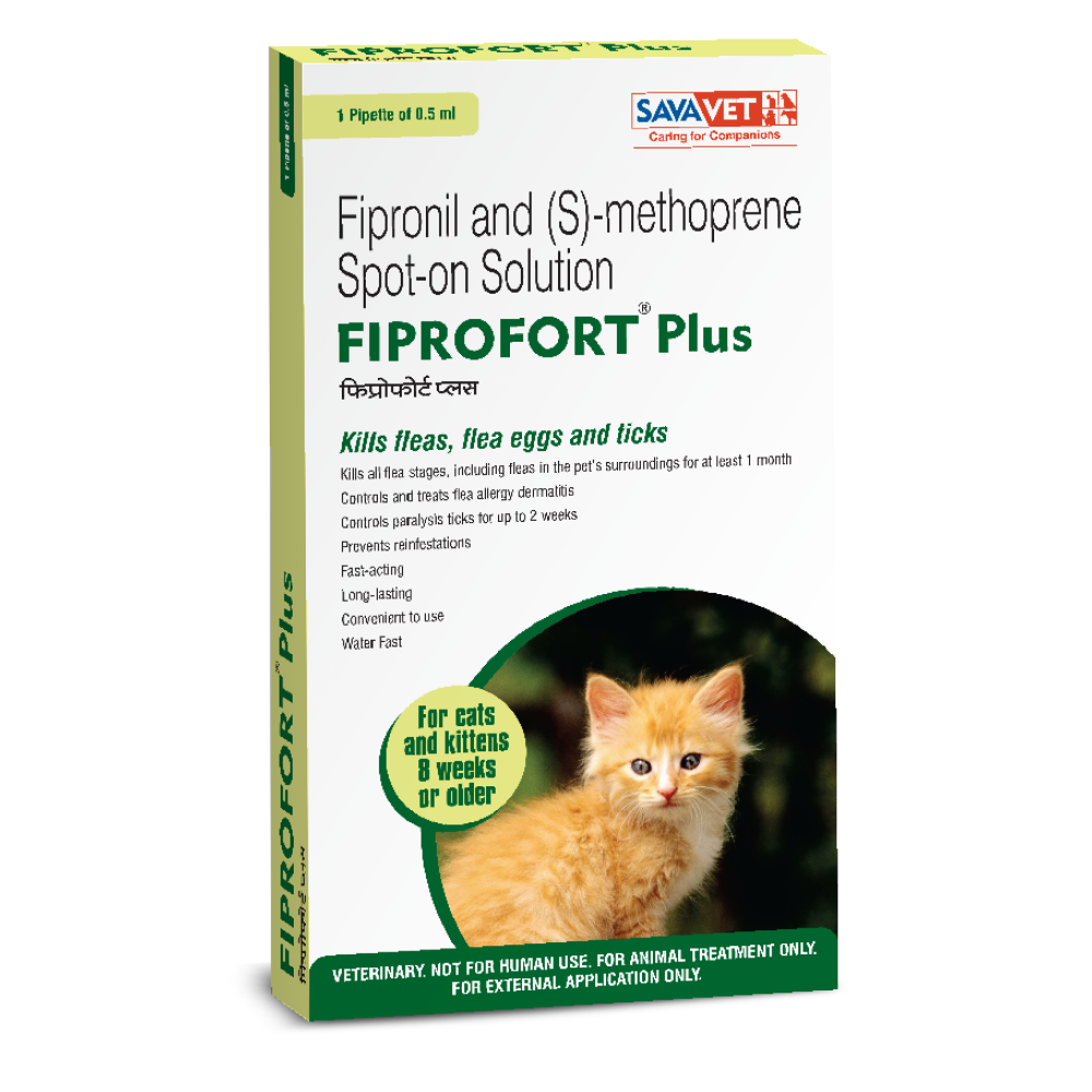 Savavet Fiprofort Plus (Fipronil) Tick & Flea Control Spot On and Vetina Canworm (Fenbendazole) Pet Deworming Suspension 30ml Combo image 2